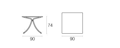 Combo tafel vierkant - 3 sizes - vol blad