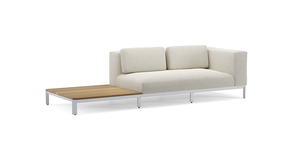 Mauroo - Long sofa with table en arm - White