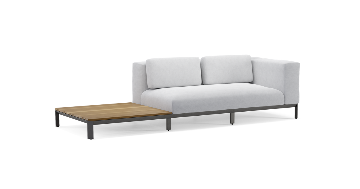 Mauroo - Long sofa with table en arm - Charcoal