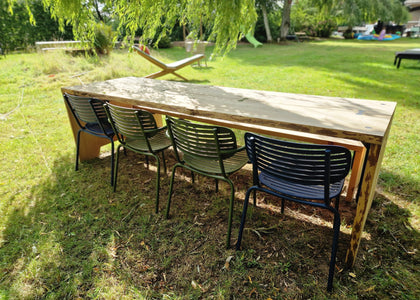 Set Forestry Table + Forestry Bench + Mom Armchair 2x + Mom chair 2x