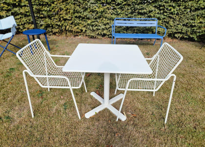 Set Darwin tafel 80x80 + Rio R50 armchair x2 - White