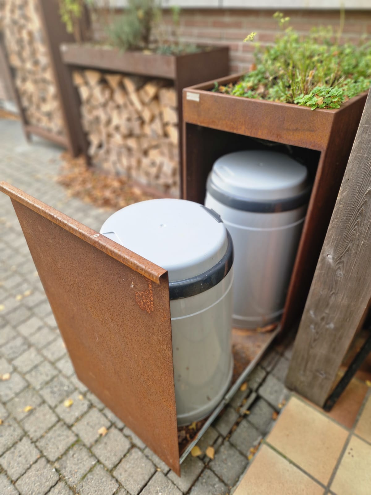 Afvalbak 70L dubbel - Corten