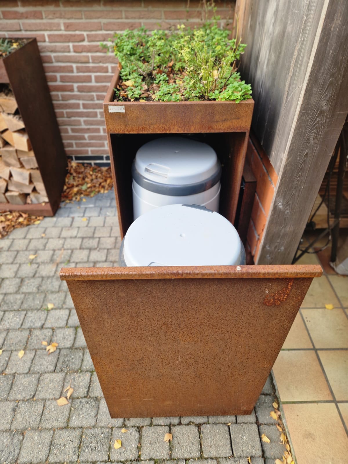 Afvalbak 70L dubbel - Corten