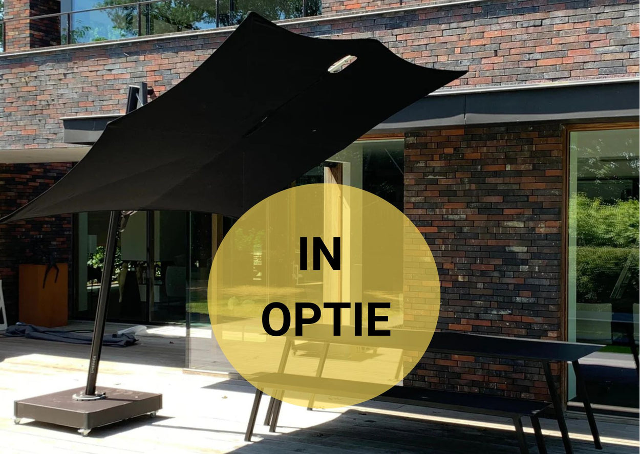 Spectra zwevende parasol 3 m - Black/Black + cover + parasolvoet