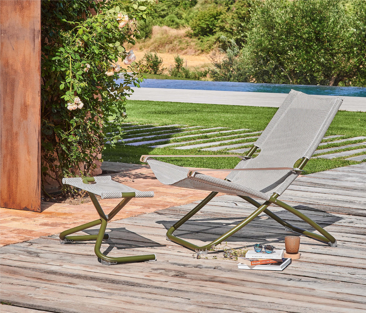 Set Snooze loungestoel + footstool - Military Green