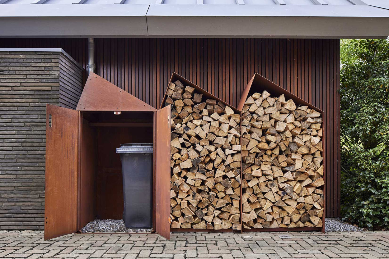 Houtopslag Sheddak - 2 Open, 1 Closed house