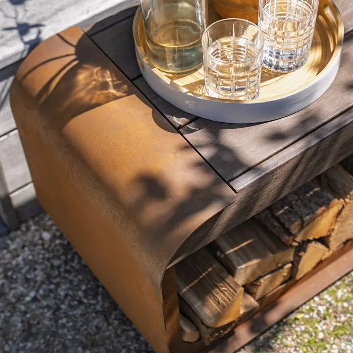 Serra Houtopslag met zitting - Corten