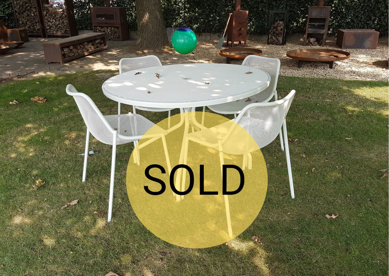 Set Cambi tafel rond Ø120 + x4 Round chair - White