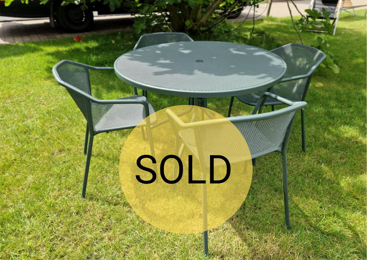 Set Cambi tafel rond Ø106 + Darwin armchair x4 Dark green