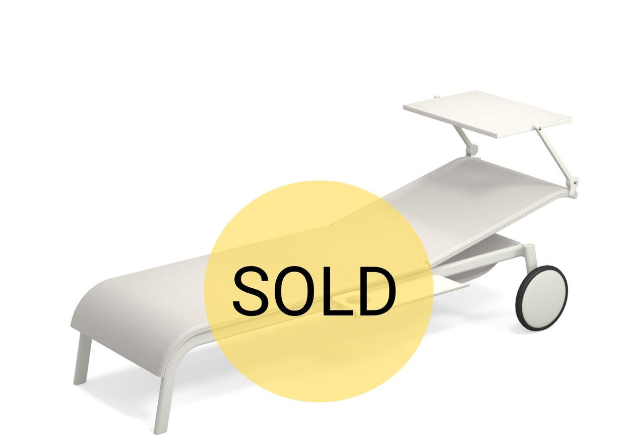 Tiki Sunbed + wielen + roof - White/ Grey