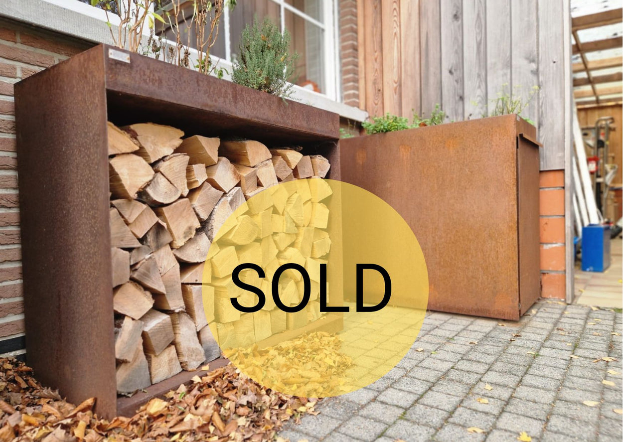 Houtstapelaar cortenstaal, met kruidentuin