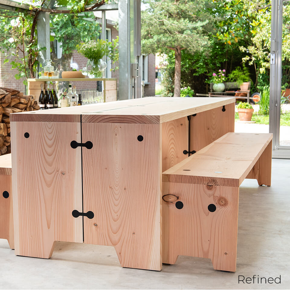Set Forestry Table + Forestry Bench + Mom Armchair 2x + Mom chair 2x