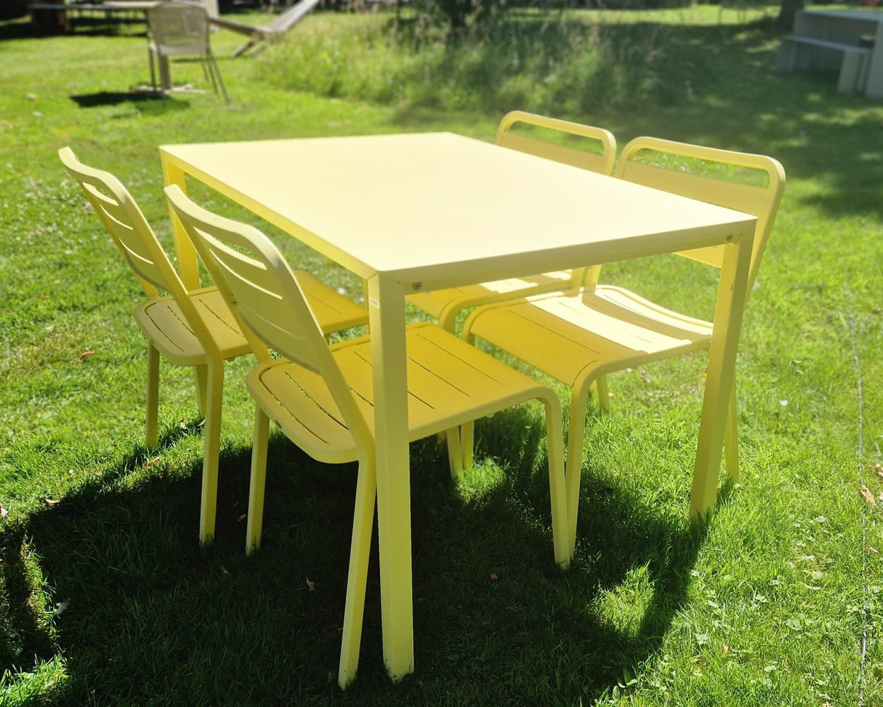 Set Urban Aluminium tafel 120x80 + 4x Urban chair - Vanille yellow