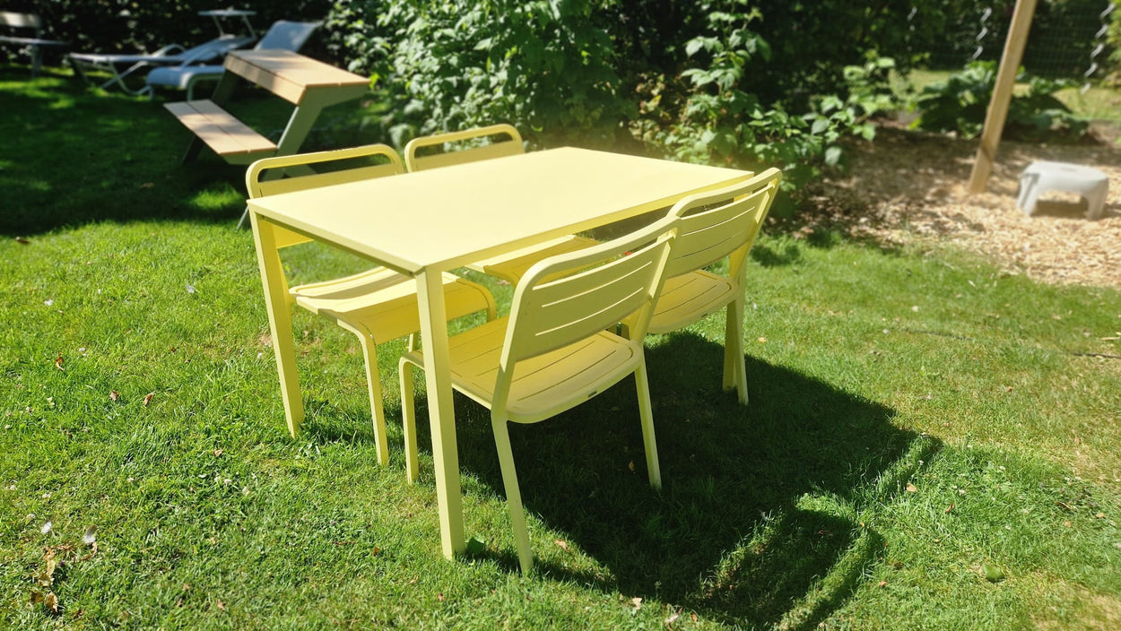Set Urban Aluminium tafel 120x80 + 4x Urban chair - Vanille yellow