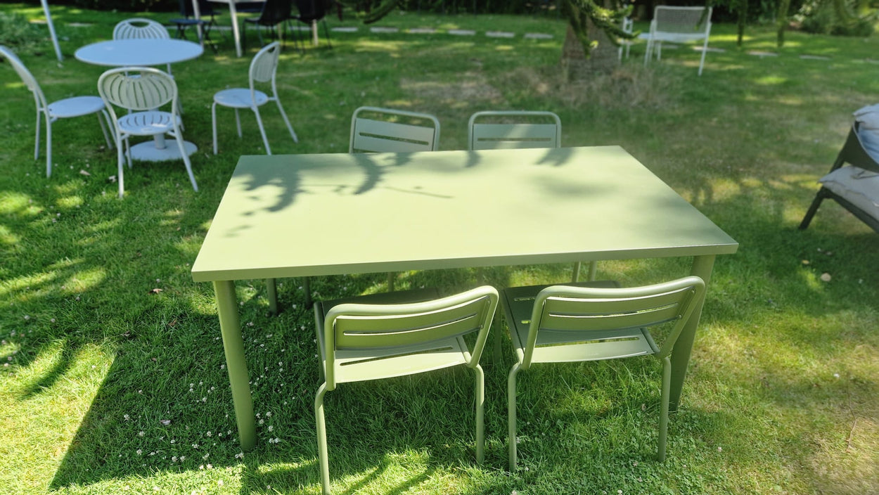 Set Star tafel 160x90 + Star chair x4 + kussens - Militairy green