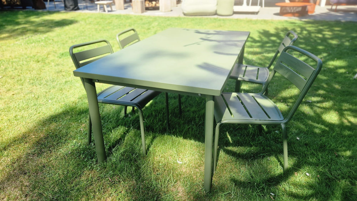 Set Star tafel 160x90 + Star chair x4 + kussens - Militairy green