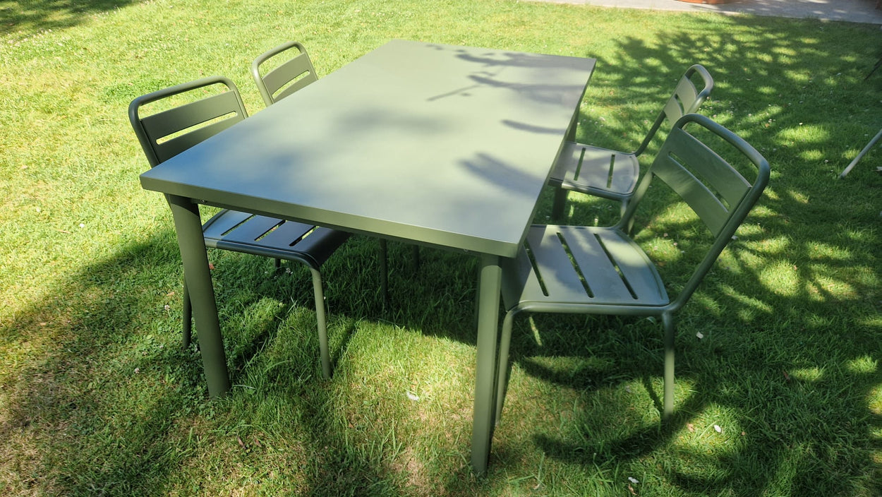 Set Star tafel 160x90 + Star chair x4 + kussens - Militairy green