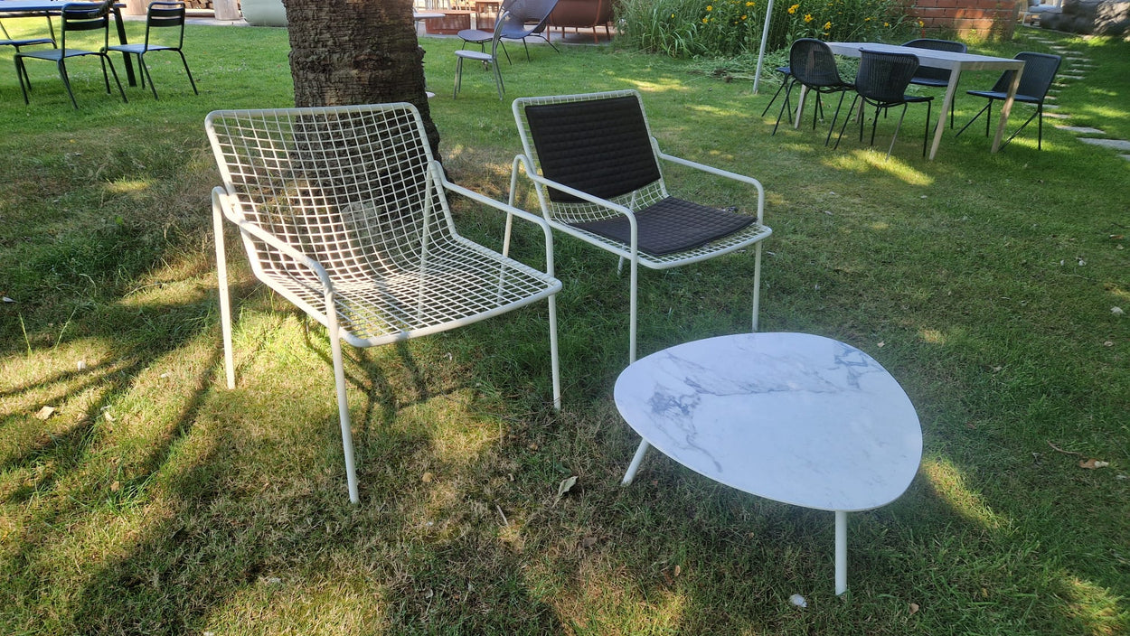 Set Rio R50 Lounge stoel 2 stuks + Terramare Coffee table + zit-en rugkussen - White