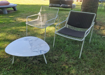 Set Rio R50 Lounge stoel 2 stuks + Terramare Coffee table + zit-en rugkussen - White