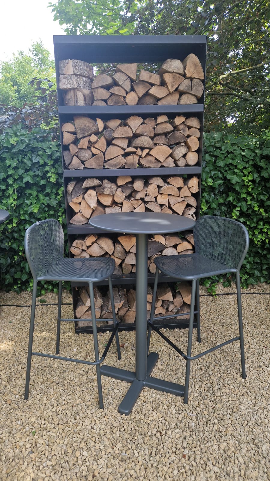 Set Darwin Barkruk x2 + Darwin opklapbare Bartafel rond - Antique iron