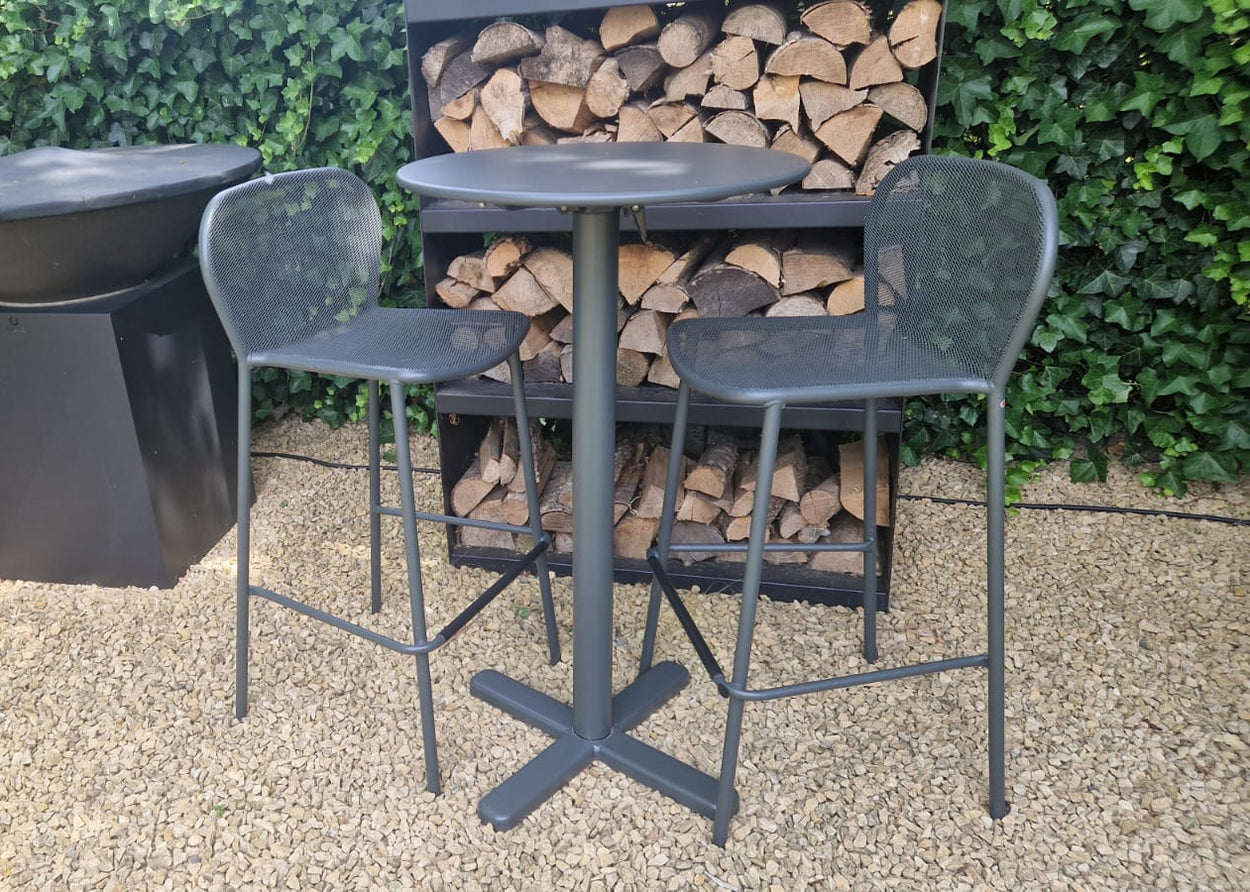 Set Darwin Barkruk x2 + Darwin opklapbare Bartafel rond - Antique iron