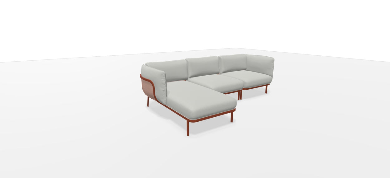 Set Cabla RVS - 3-seater sofa with daybed + 2 Coffee tables - Maple red