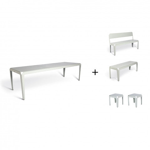 Bended table 270 inclusief benches + 2x Stool - 3 combinaties