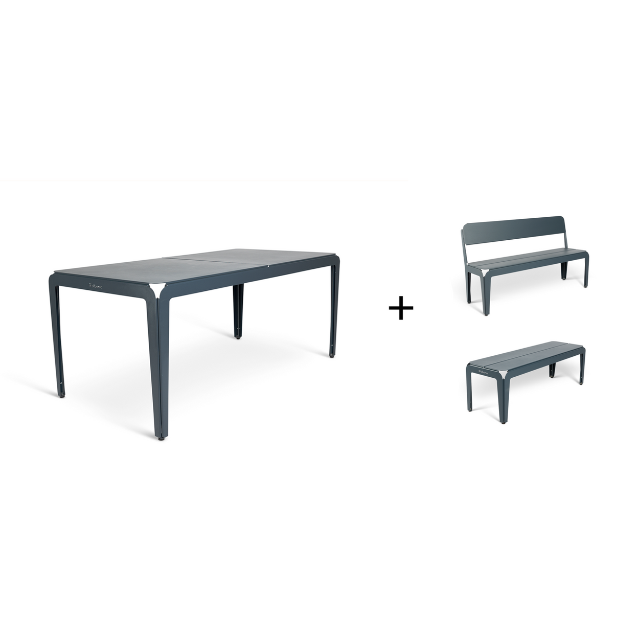 Bended table 180 inclusief benches - 3 combinaties