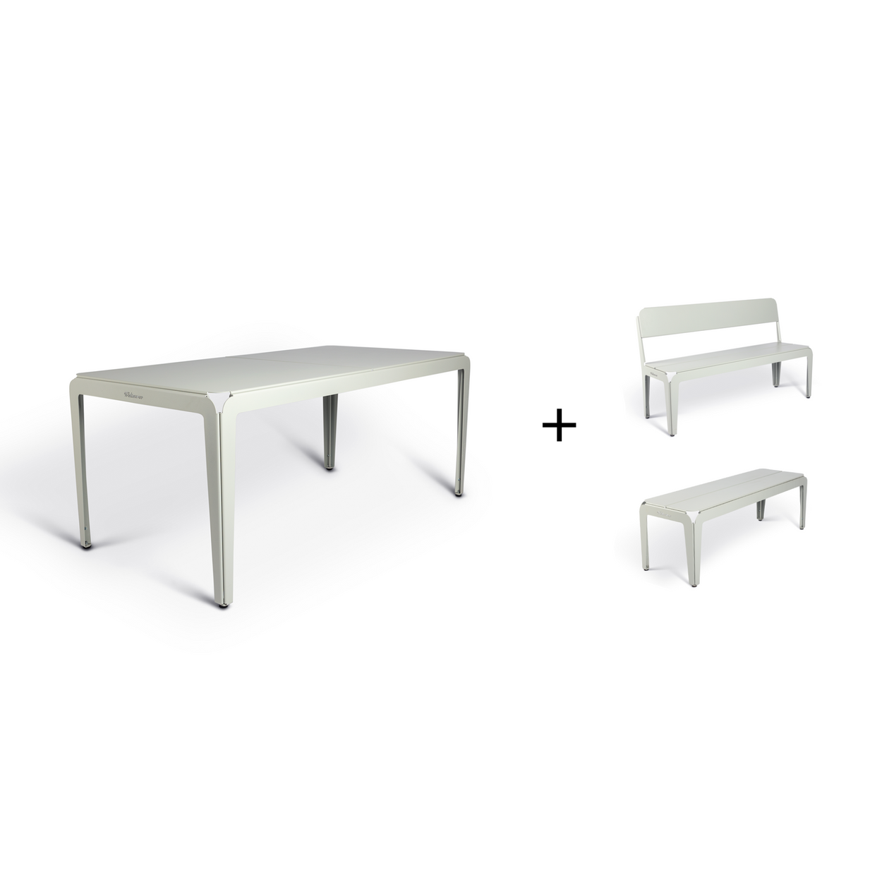 Bended table 180 inclusief benches - 3 combinaties