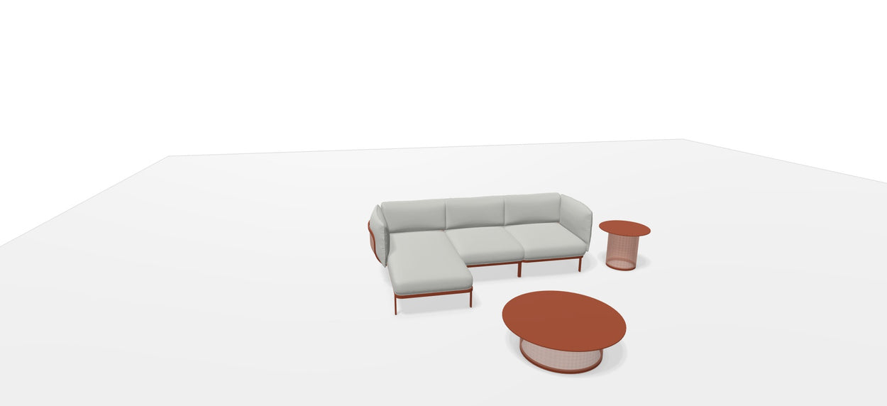 Set Cabla RVS - 3-seater sofa with daybed + 2 Coffee tables - Maple red