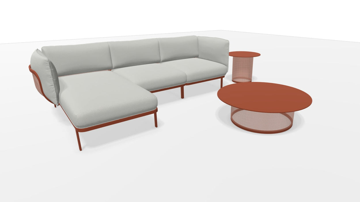 Set Cabla RVS - 3-seater sofa with daybed + 2 Coffee tables - Maple red