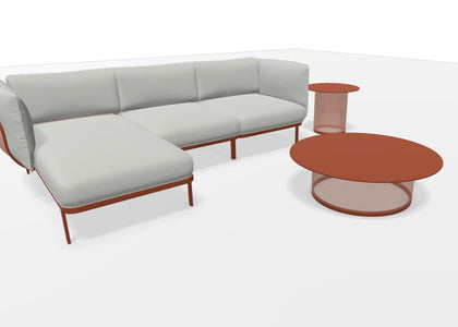 Set Cabla RVS - 3-seater sofa with daybed + 2 Coffee tables - Maple red