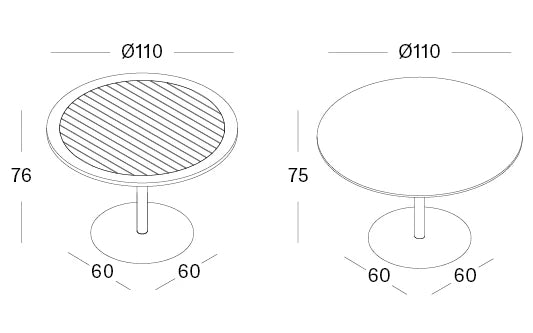 Ronda Bistro Dining table Ø110 - 2 uitvoeringen