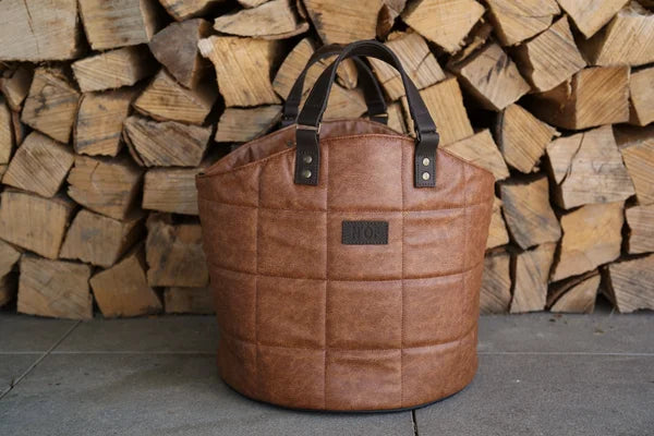 Houtmand/ Opbergmand leer - 2 kleuren