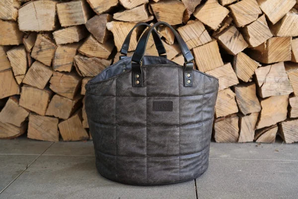 Houtmand/ Opbergmand leer - 2 kleuren