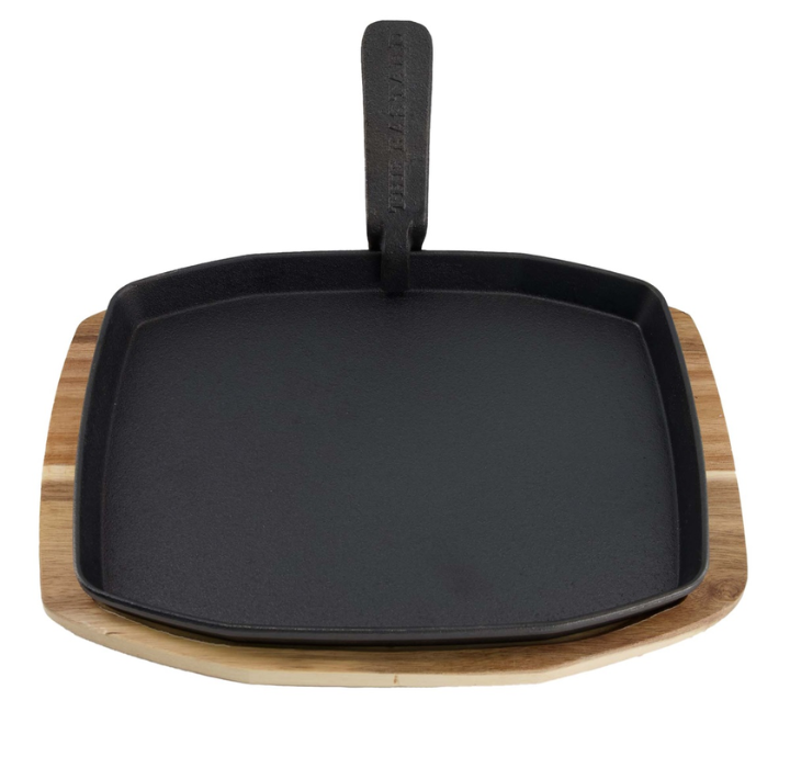 Cast Iron Sizzling Plate & Holder - 2 sizes