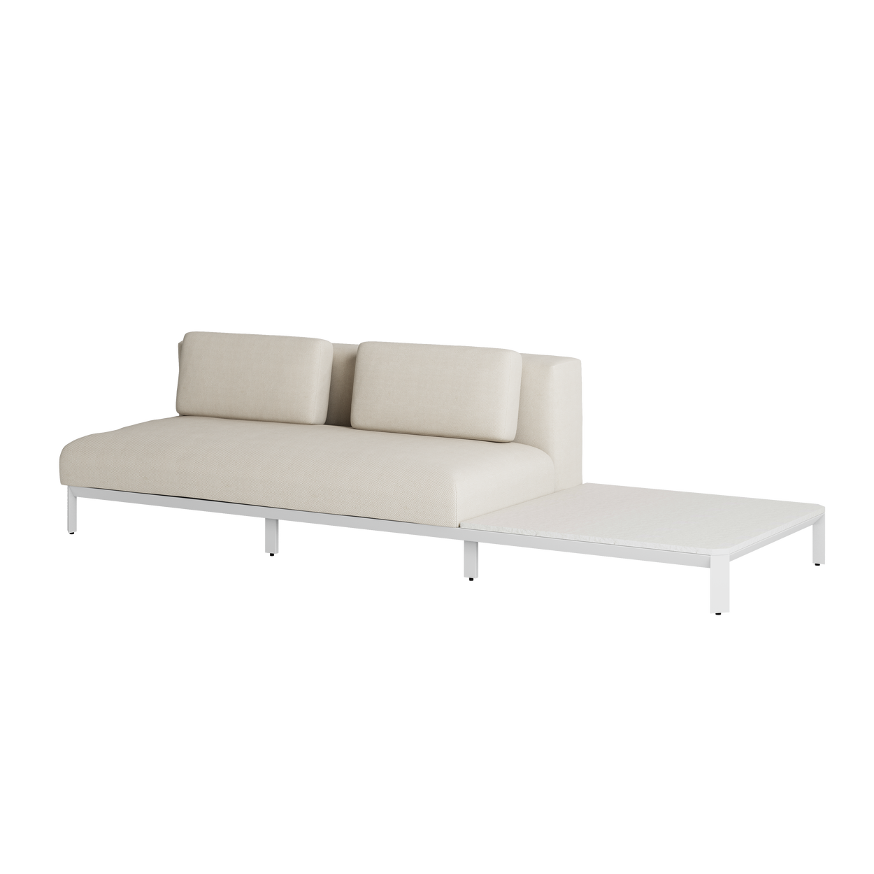 Mauroo - Long sofa with table - White