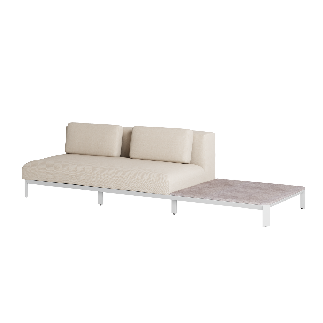 Mauroo - Long sofa with table - White