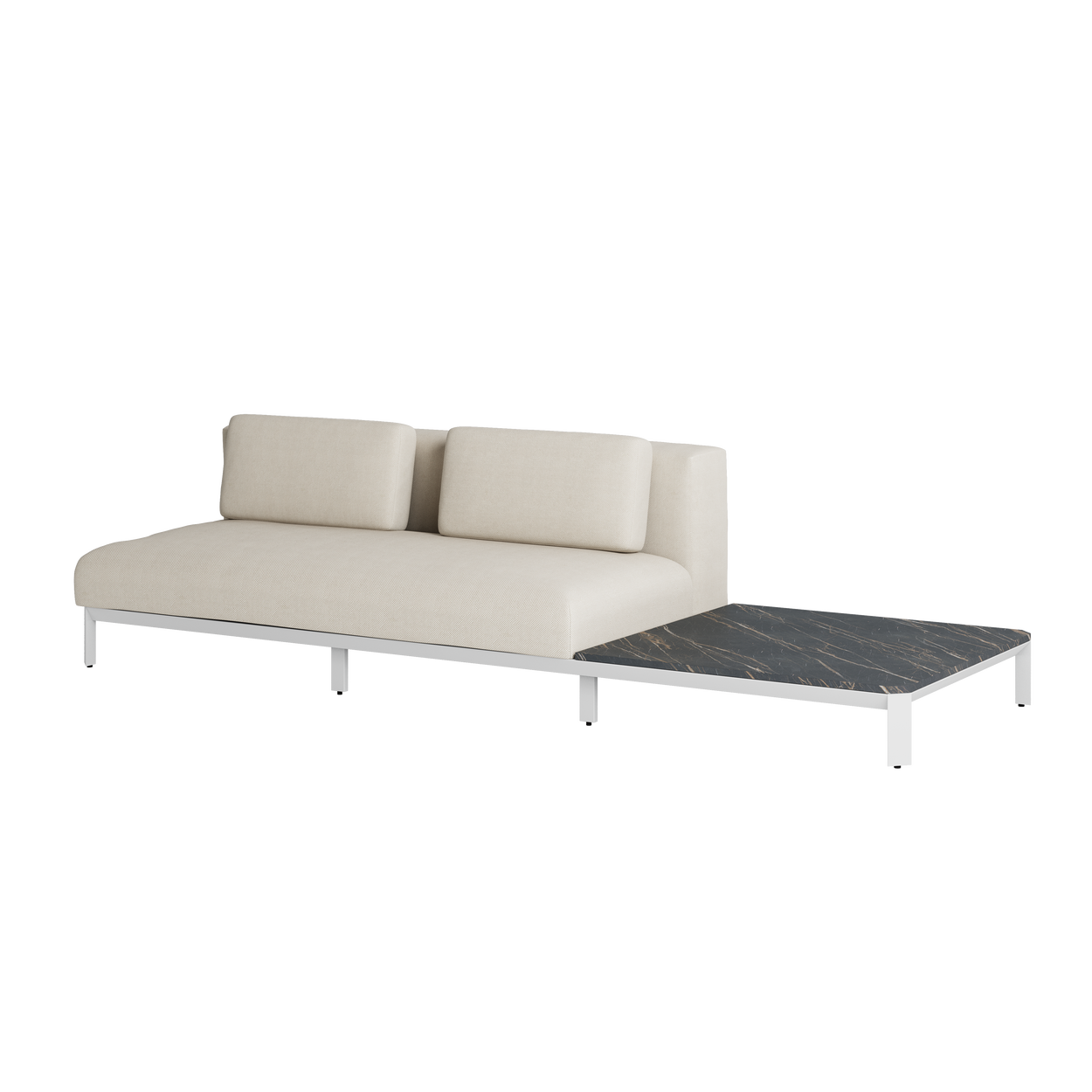 Mauroo - Long sofa with table - White