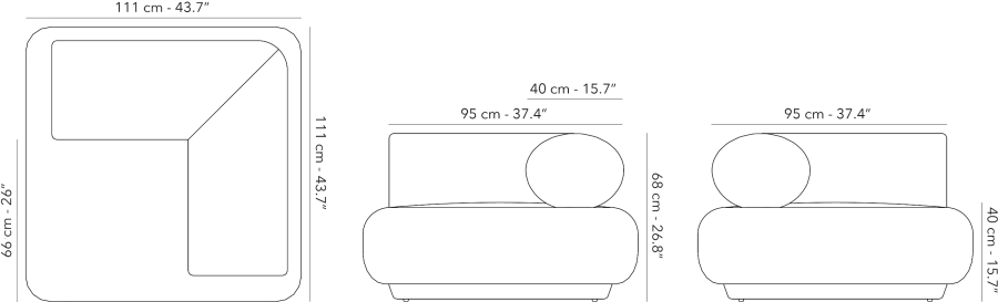 Tatami - Lounge chair 1S - with corner