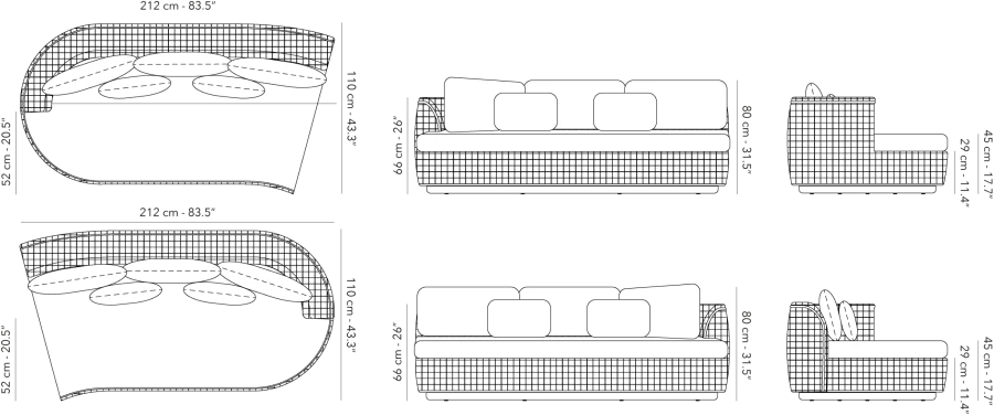 Tondo - Modular organic Sofa 2.5S - Right arm