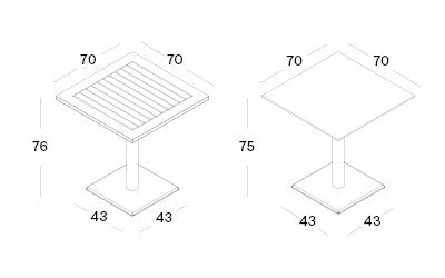 Quadro Bistro Dining table 70x70 - 2 uitvoeringen