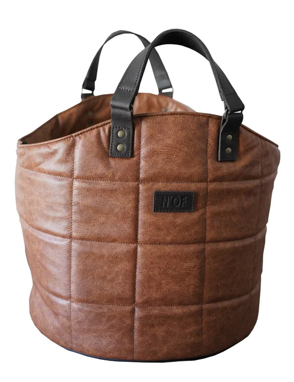 Houtmand/ Opbergmand leer - 2 kleuren