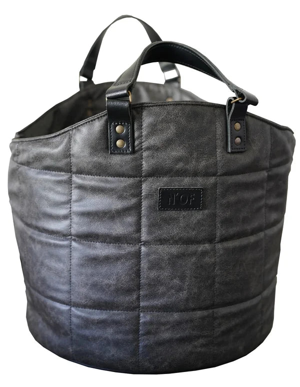 Houtmand/ Opbergmand leer - 2 kleuren