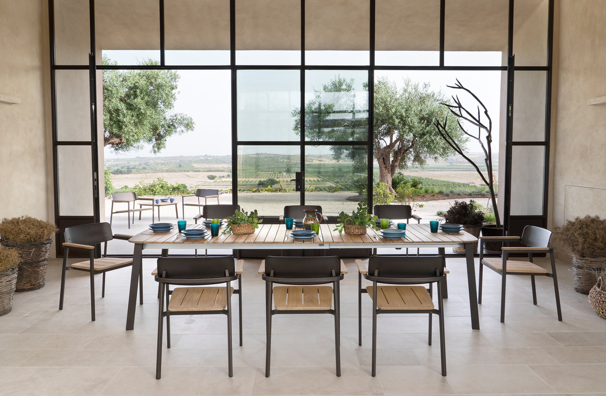 Shine chair Aluminium + Teak / 2 stuks