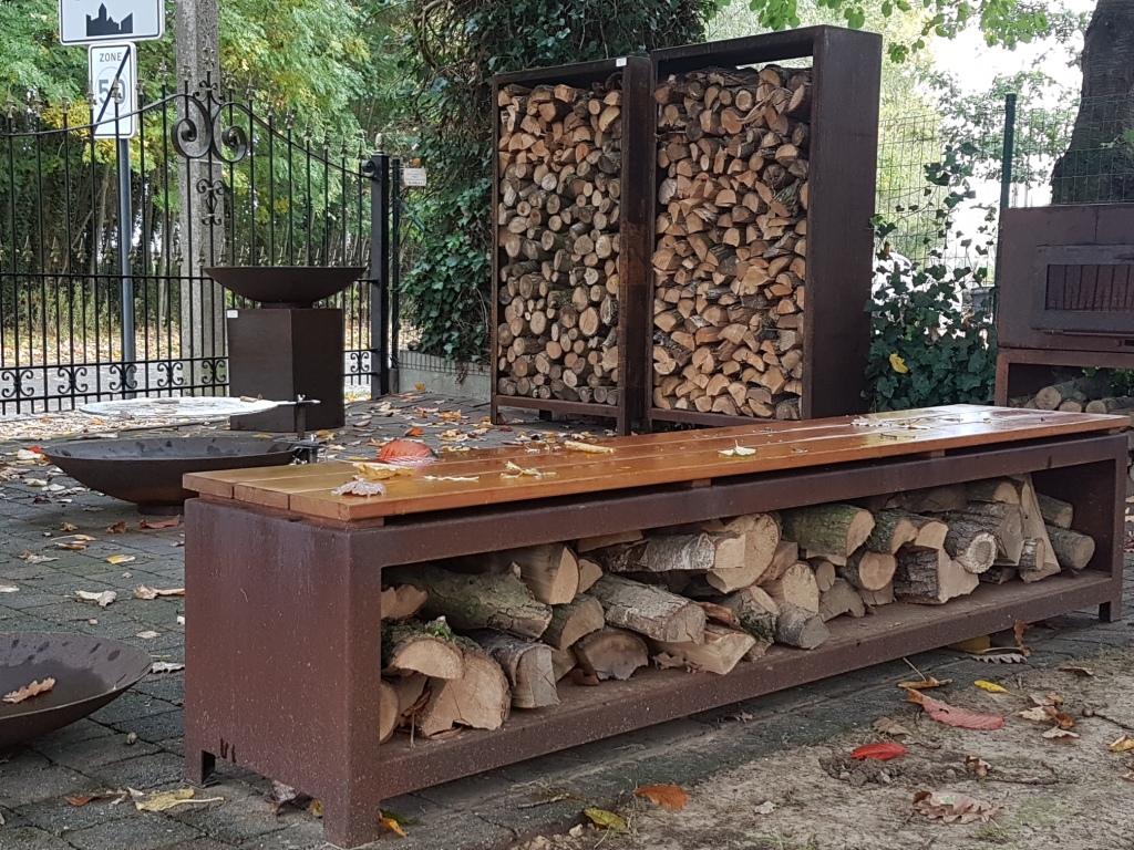 Houtopslag/tuinbank 200cm - Corten/Black