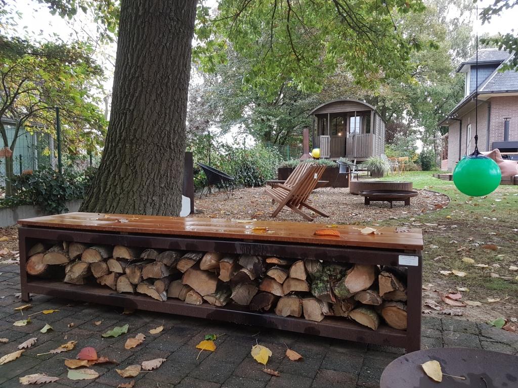 Houtopslag/tuinbank 200cm - Corten/Black