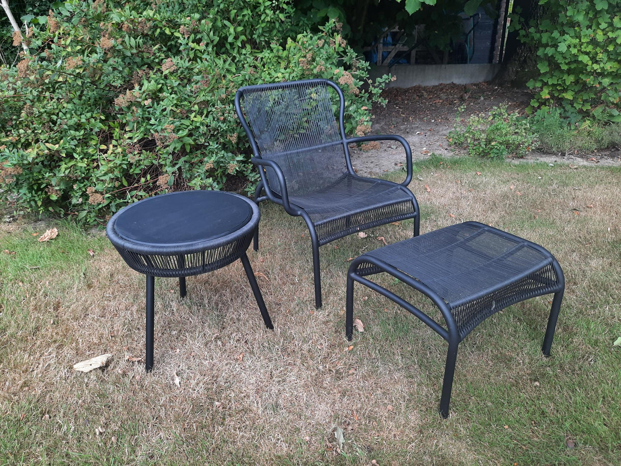 Set Loop lounge Chair, Loop footrest & Loop side table zwart