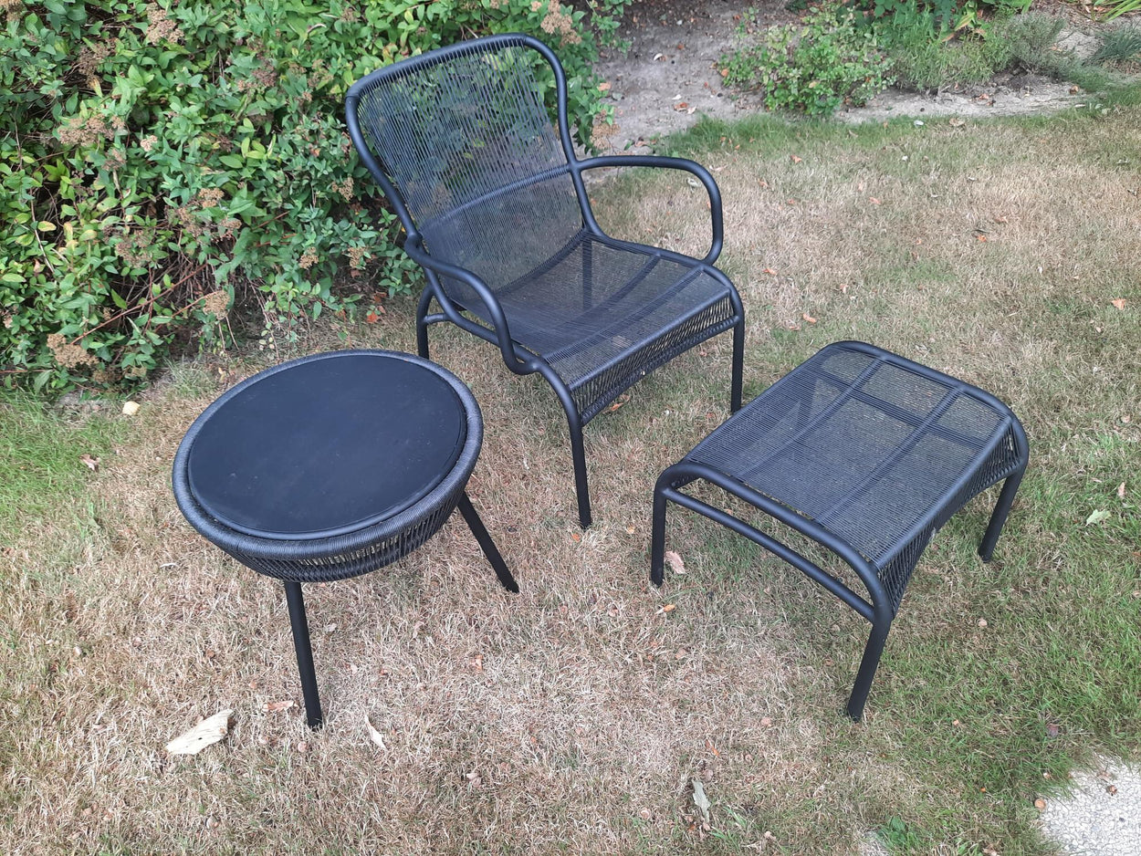 Set Loop lounge Chair, Loop footrest & Loop side table zwart