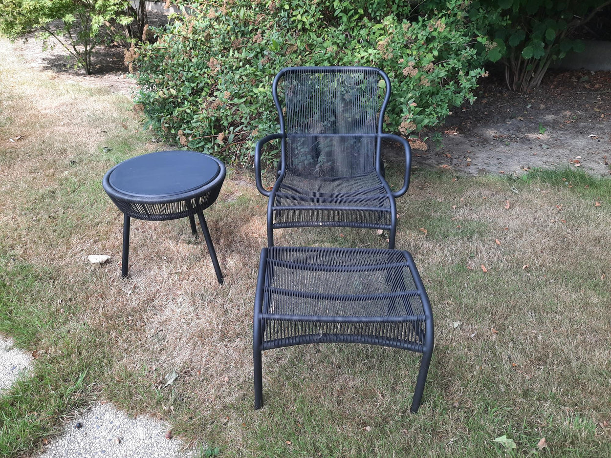 Set Loop lounge Chair, Loop footrest & Loop side table zwart